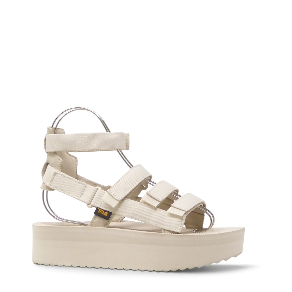 NEW Teva Womens Flatform Mevia Sandal Cream Platform Strappy Size 9